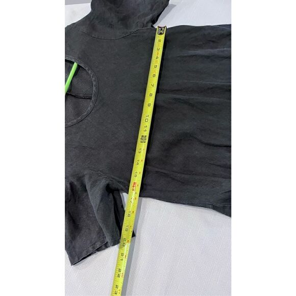 Flax Women's Linen Scoop Neck Short Sleeve Shift Dress In Solid Black Size Small - Picture 8 of 12